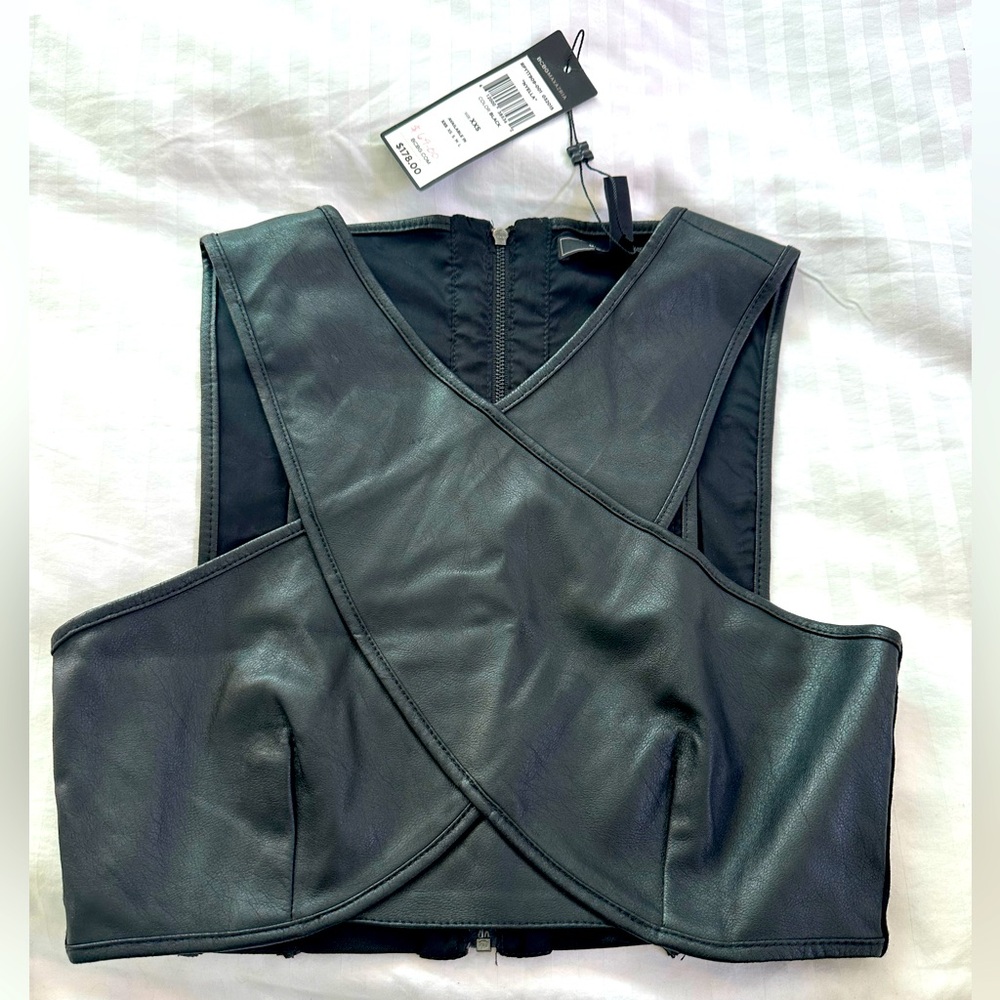 BCBG Leather black Top size XXS New